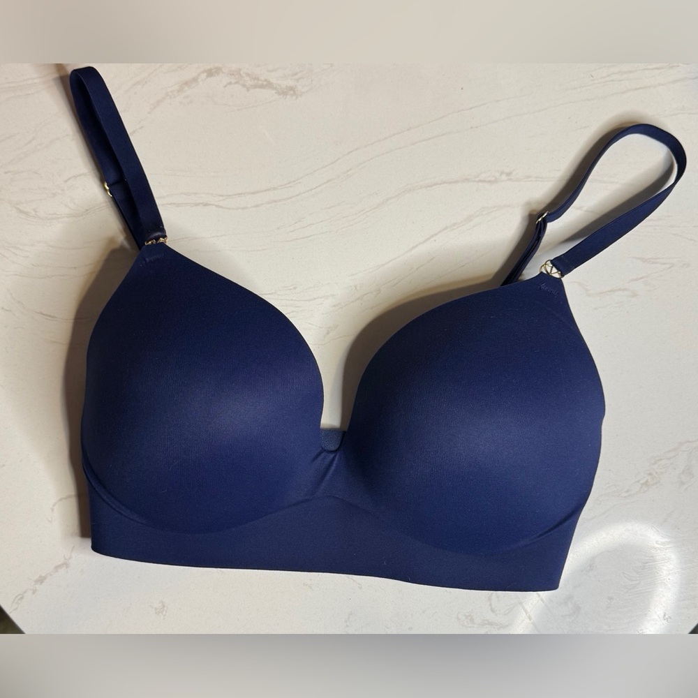 Victoria’s Secret Navy Blue Very Sexy Bra 32DD Smooth Wireless Push Up Feminine - Picture 2 of 10
